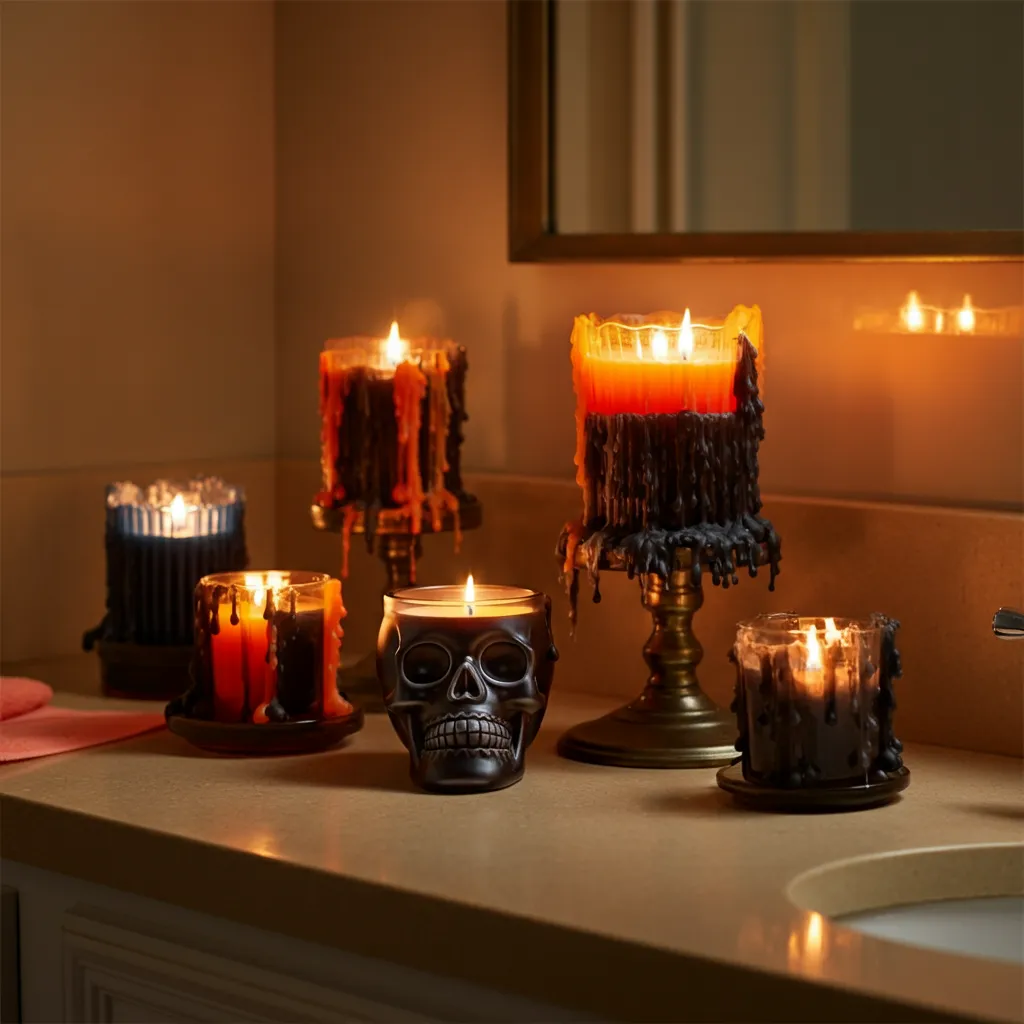 Halloween Bathroom Makeovers You’ll Want to Copy Before October 31st 26 Haunted Candlelight Bathroom