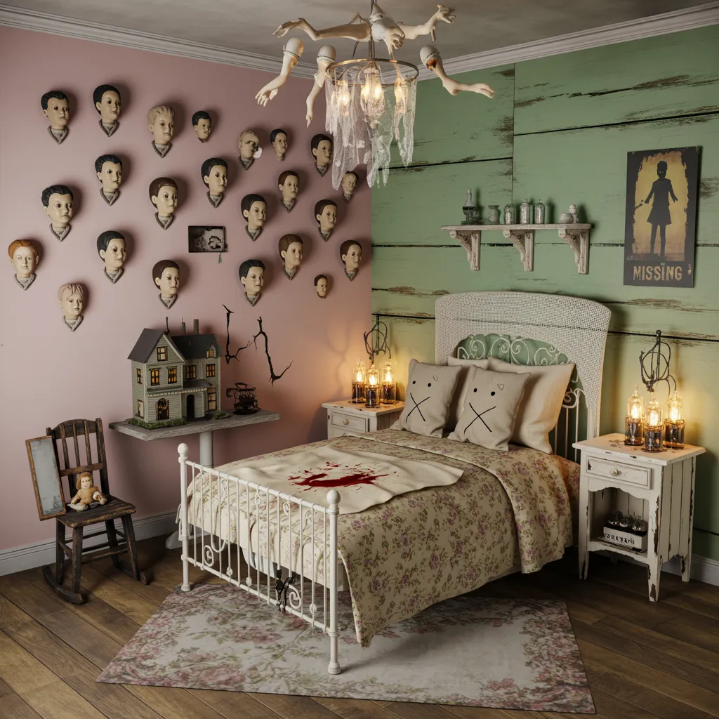 Spooky & Stylish: Halloween Bedroom Ideas You’ll Love 18 Haunted Dollhouse Vintage Nightmare Bedroom