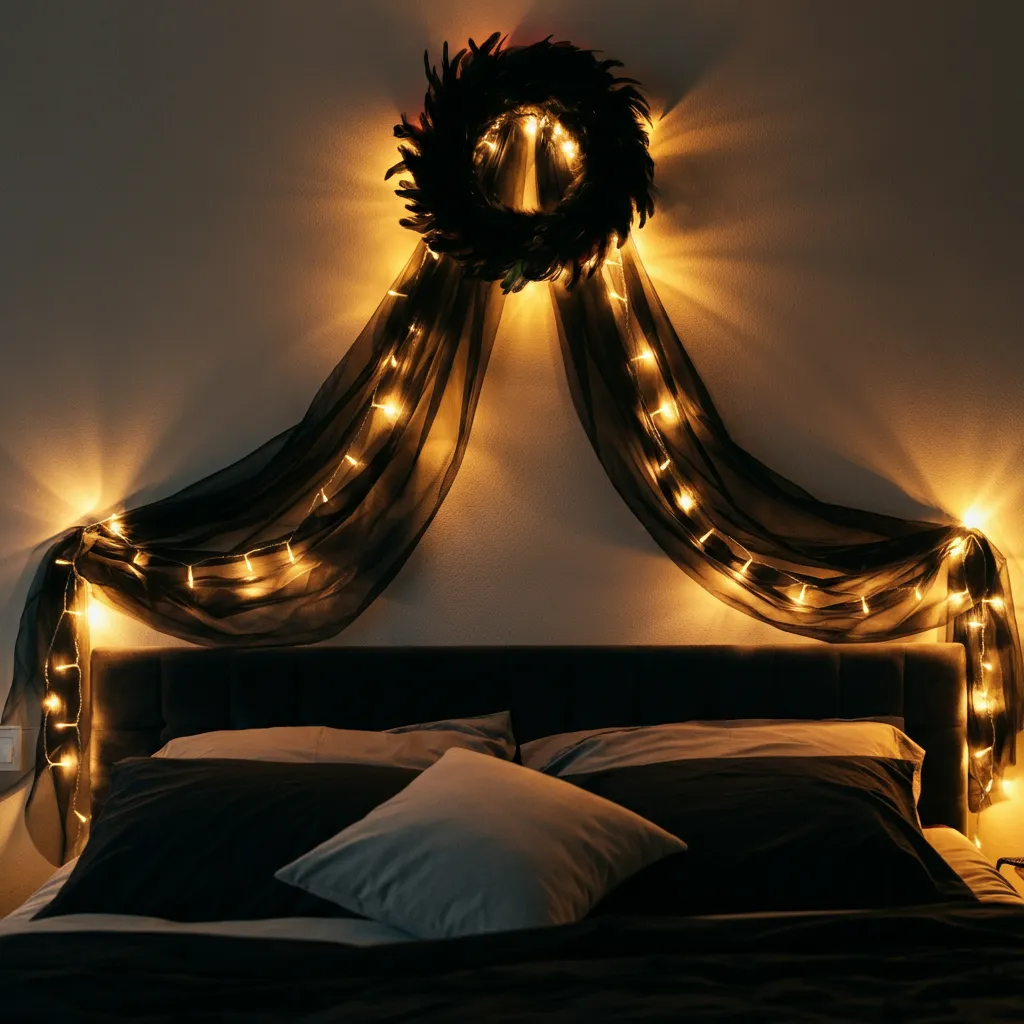 Spooky & Stylish: Halloween Bedroom Ideas You’ll Love 29 Haunted Headboard Display