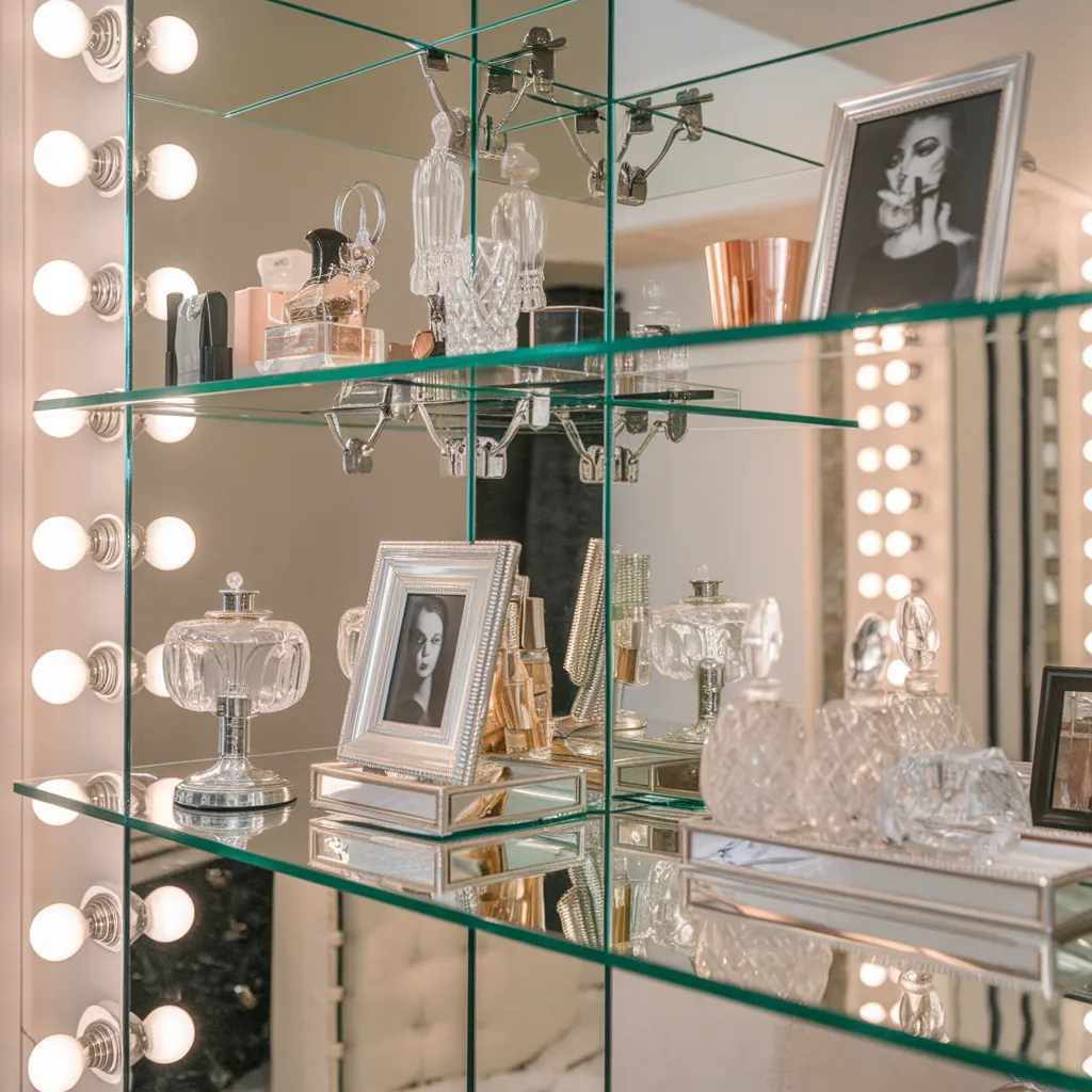 The Ultimate Guide to Shelf Decor Ideas for Small and Large Spaces 16 Hollywood Glam Mirror Shelves