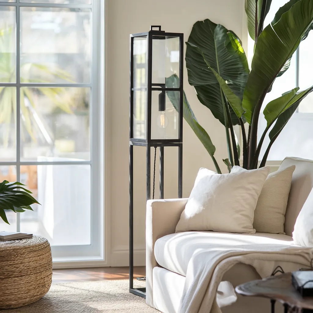 Living Room Lamp Ideas That Instantly Make a Room Look Expensive 35 Industrial Glass-Frame Floor Lamp