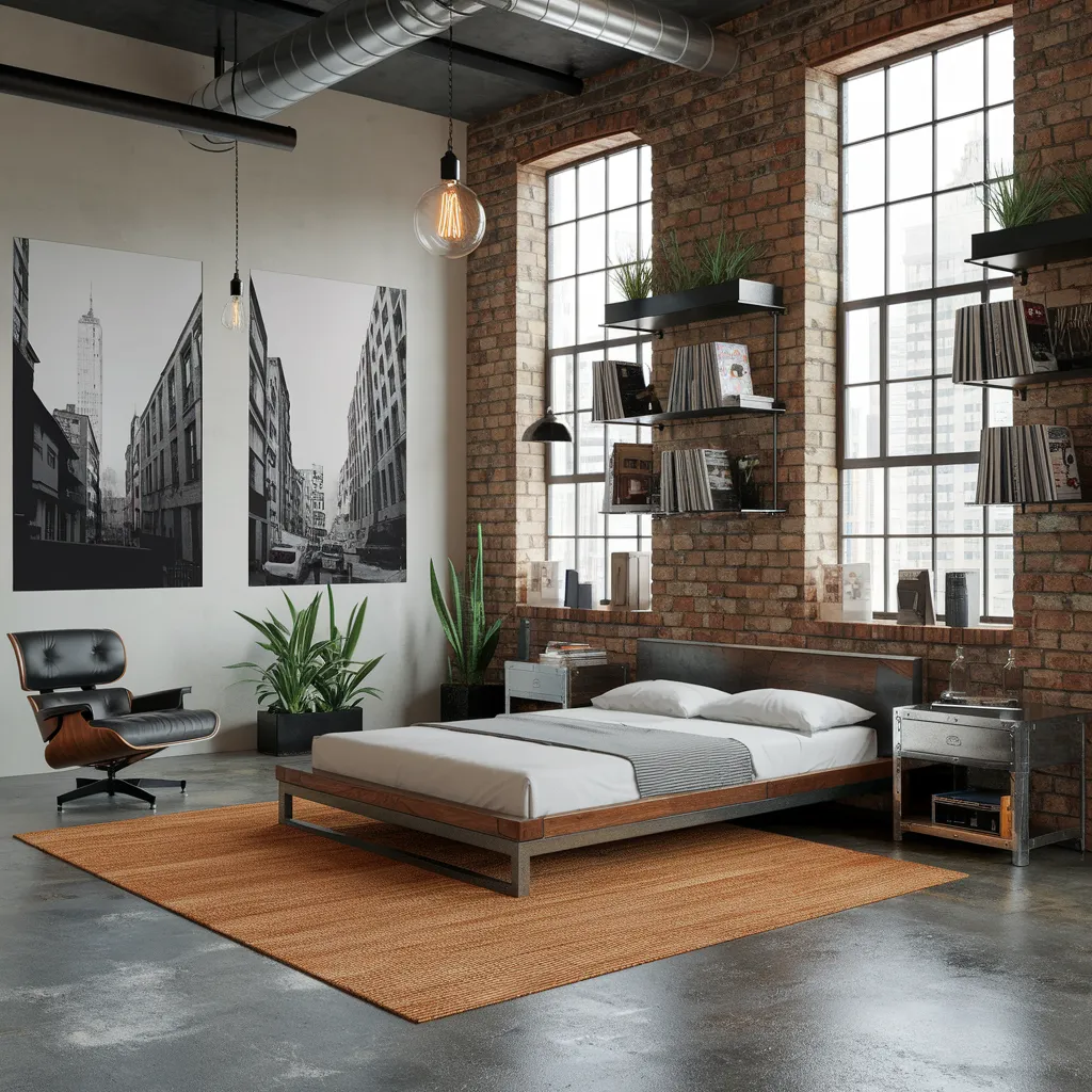 Industrial Loft Style Men’s Bedroom