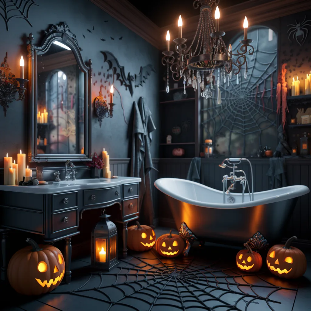 Halloween Bathroom Makeovers You’ll Want to Copy Before October 31st 4 Jack-O’-Lantern Glow Bathroom