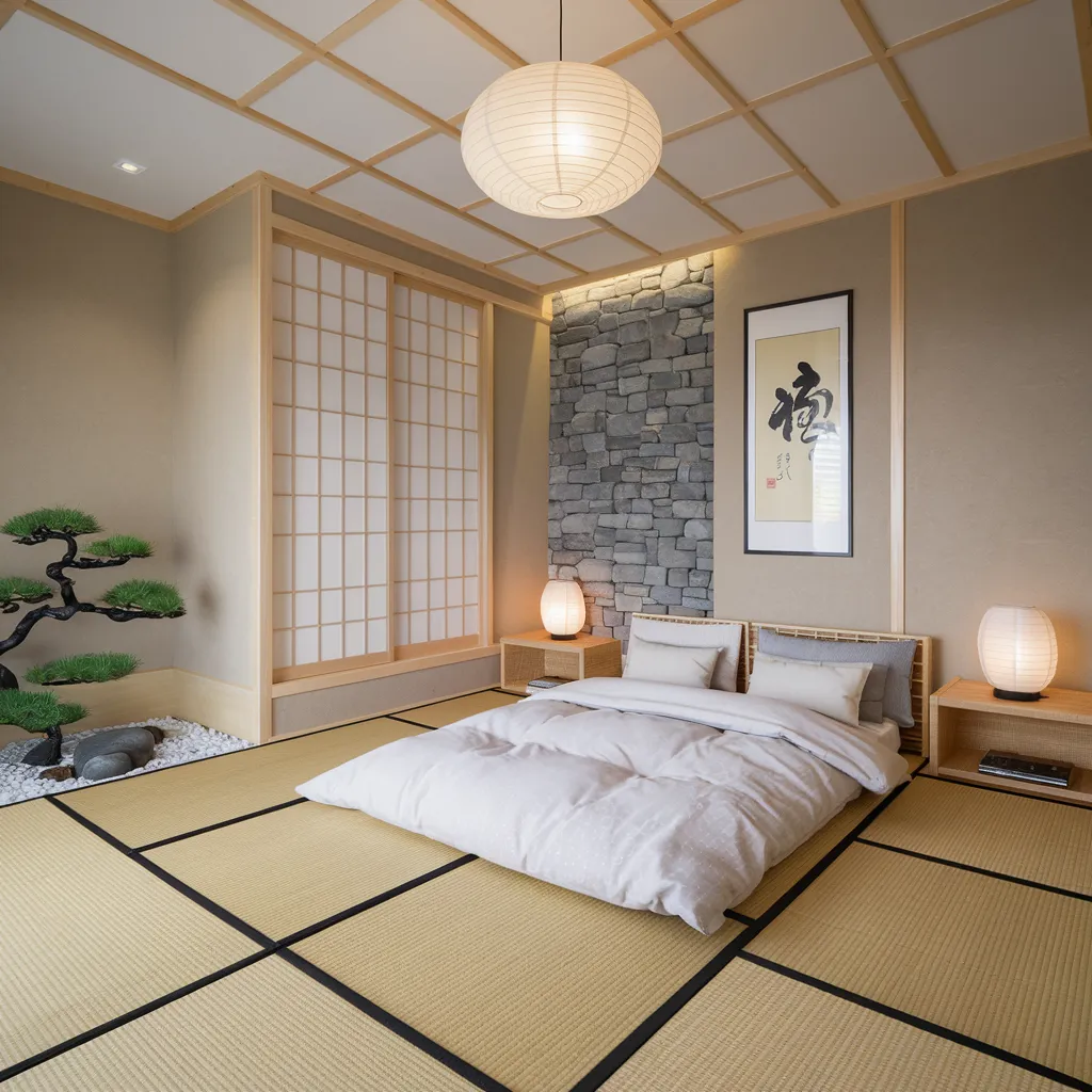 Japanese Zen Men’s Bedroom Design
