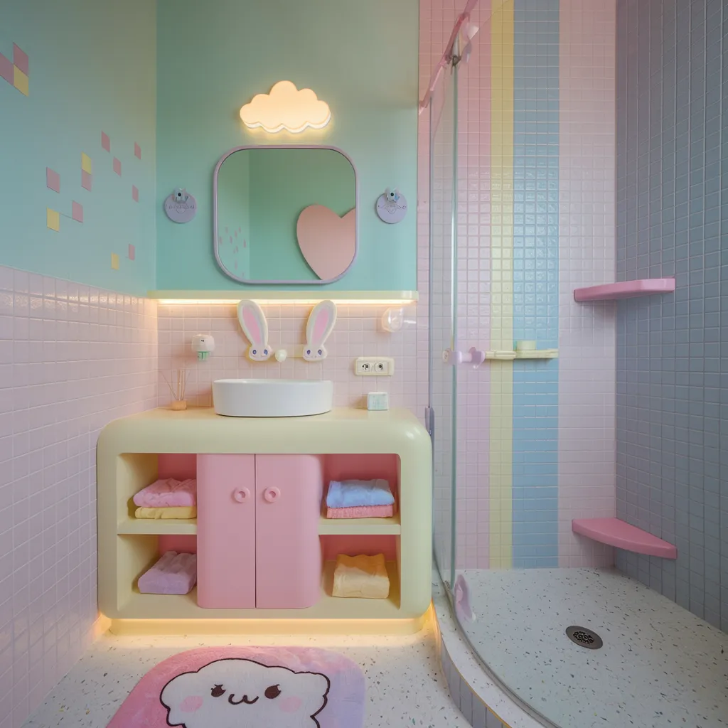 20 Small Funky Bathroom Ideas That Will Make You Rethink Your Space 16 Kawaii Pastel Dream Bathroom