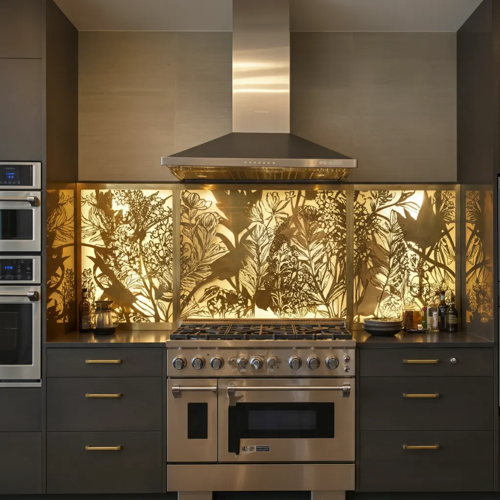 32+ Jaw-Dropping Kitchen Backsplash Ideas You Haven’t Seen Yet 31 Laser-Cut Metal Panel Kitchen