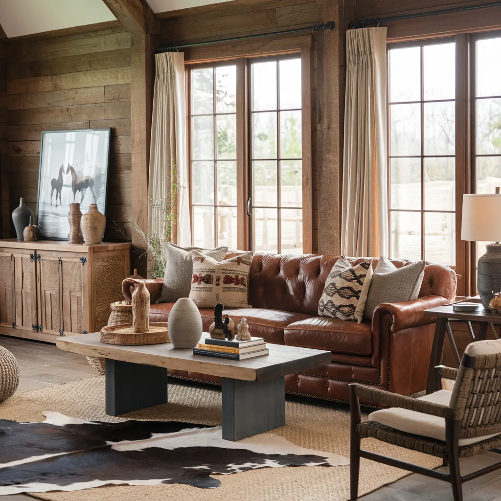 Warm Rustic Living Room Ideas You’ll Wish You Tried Sooner 13 Layered Textures in a Sophisticated Rustic Space