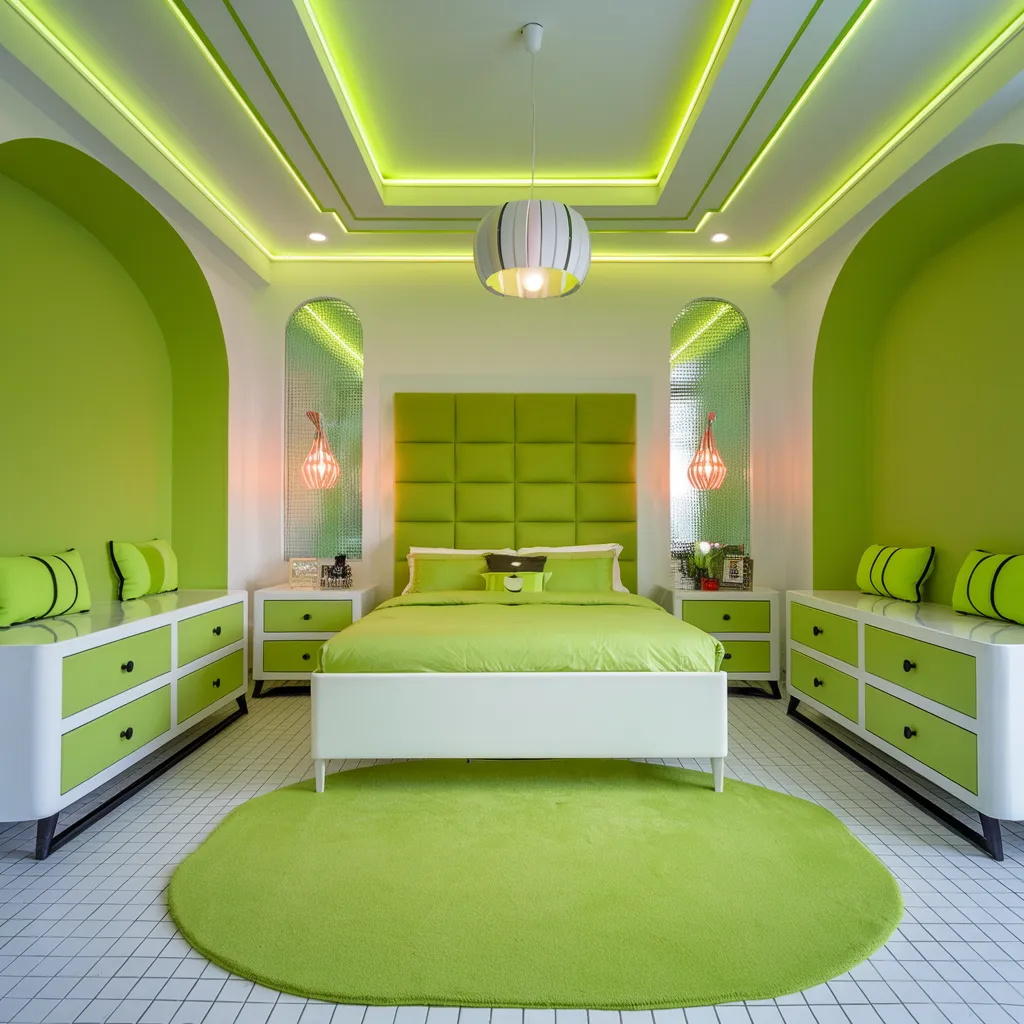 Lime Green Modern Bedroom