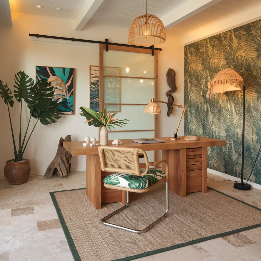 24+ Jaw-Dropping Home Office Ideas That Look Insanely Expensive 27 Lush Tropical Modern Office