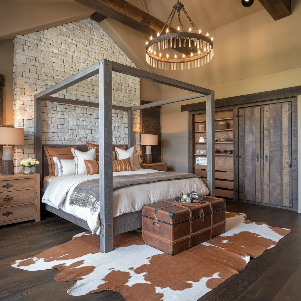 20+ Cozy Western Bedroom Styles That Never Go Out of Trend 13 Luxury Western Bedroom with Ranch-Inspired Style