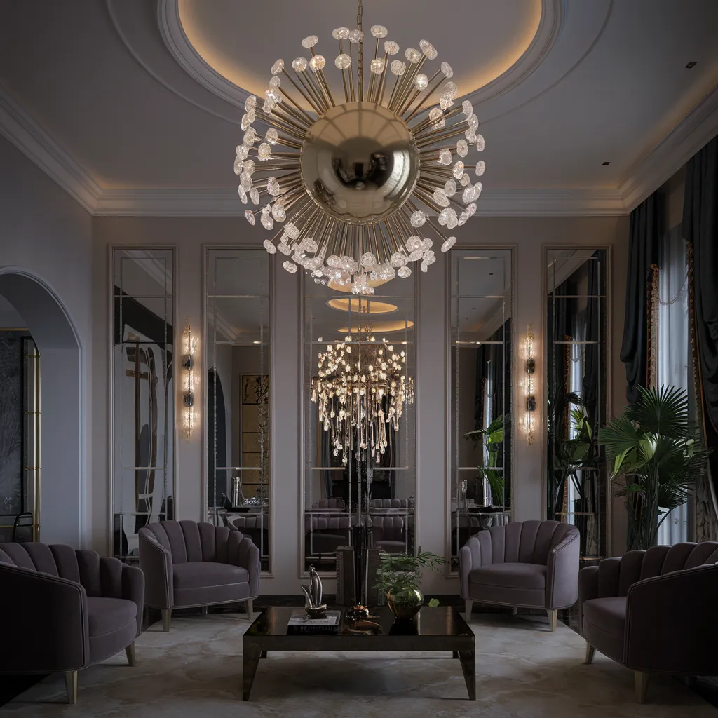 From Glam to Minimal: Chandelier Designs You’ll Fall in Love With 12 Majestic Golden Sphere Starburst Chandelier
