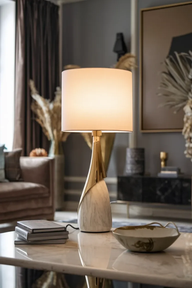 Living Room Lamp Ideas That Instantly Make a Room Look Expensive 6 Marble Gold Spiral Table Lamp