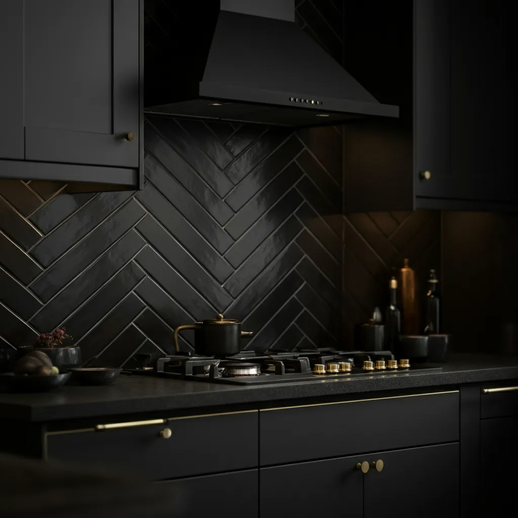 32+ Jaw-Dropping Kitchen Backsplash Ideas You Haven’t Seen Yet 21 Matte Black Tile Kitchen