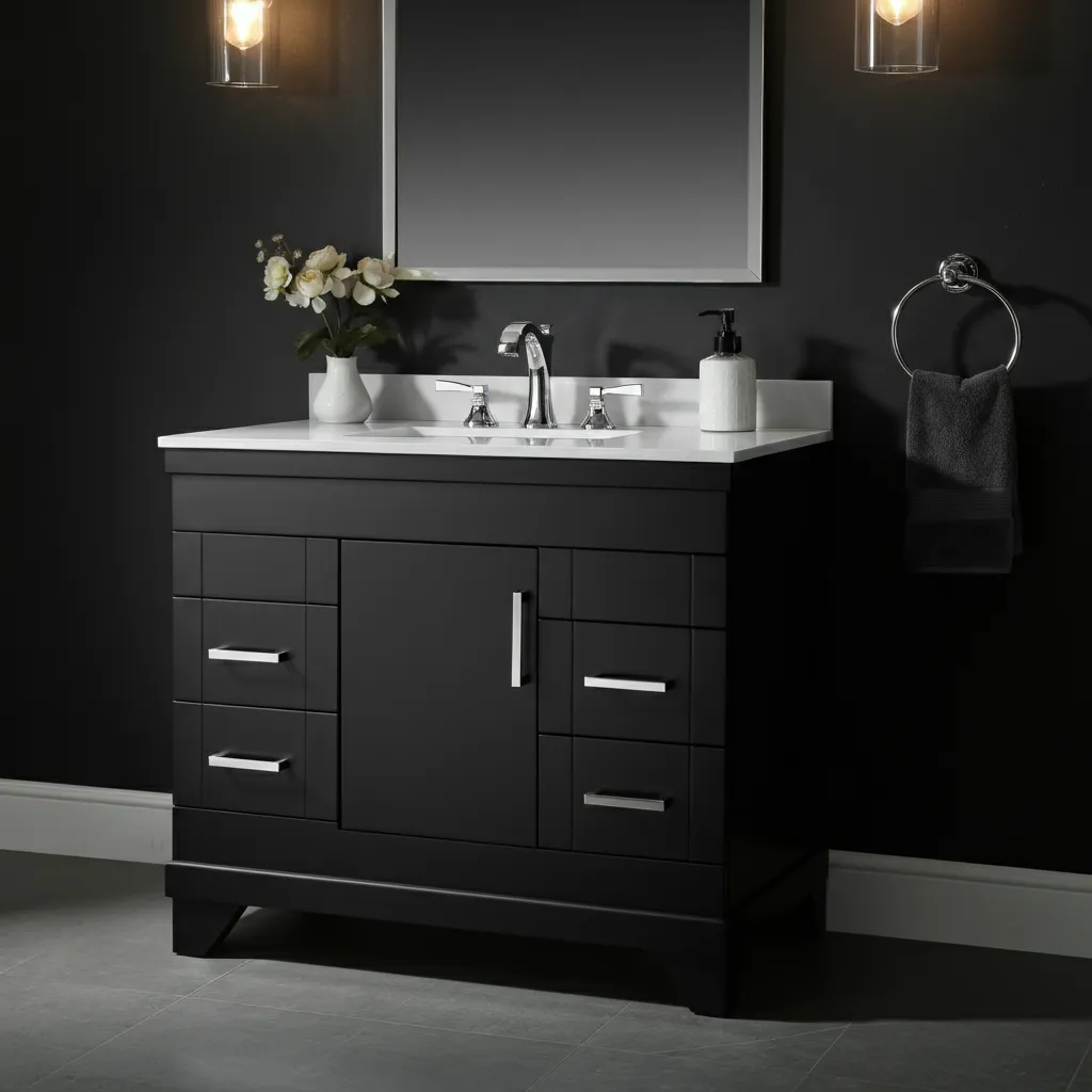 24 Bathroom Vanity Ideas So Beautiful, You’ll Want to Remodel Today 25 Matte Black Vanity Bold Sophistication