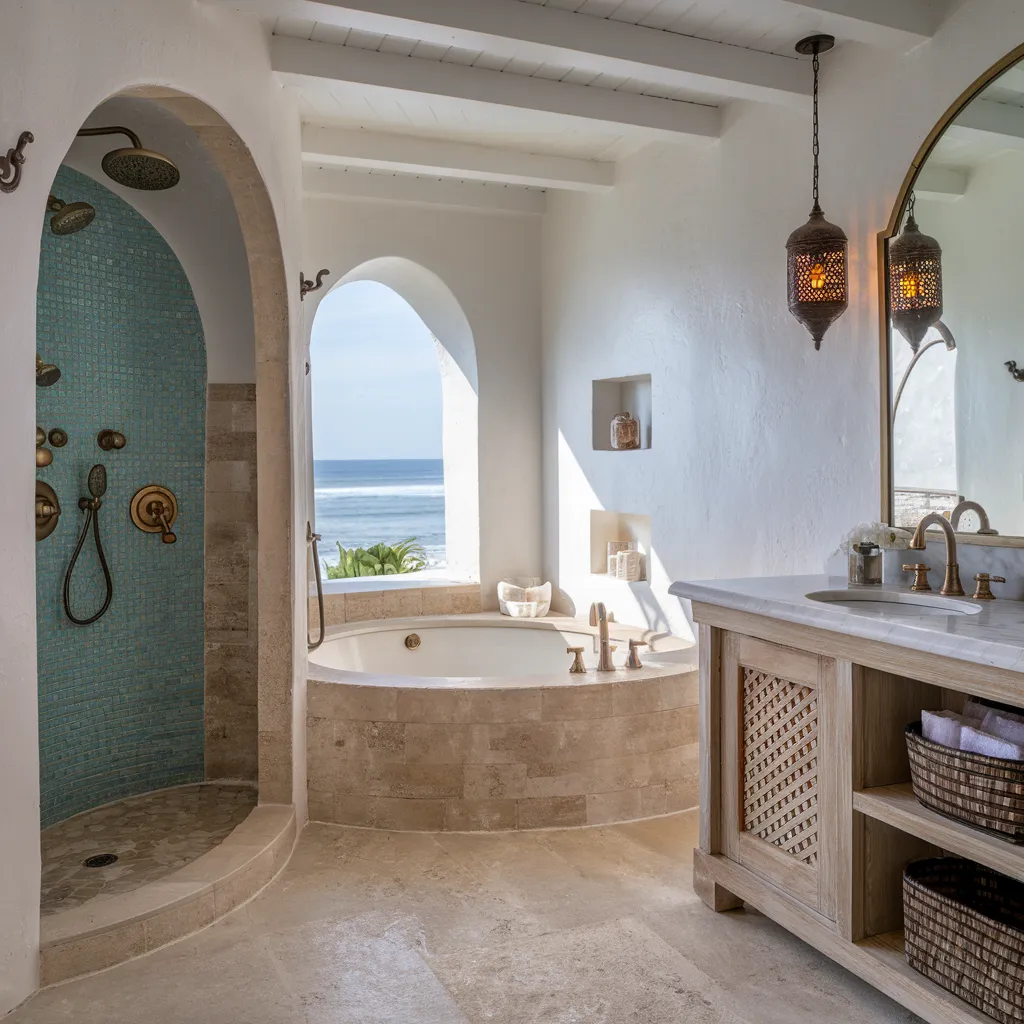 27+ Stunning Luxury Bathroom Designs That Blend Comfort With Elegance 24 Mediterranean Beachfront Luxury Bathroom