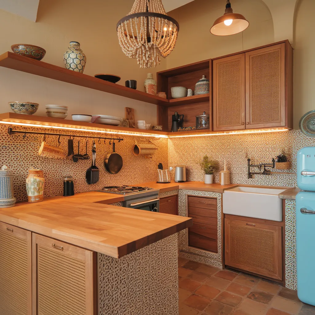 34 Small Kitchen Ideas That Make Tiny Spaces Look Huge 33 Mediterranean Boho Small Kitchen