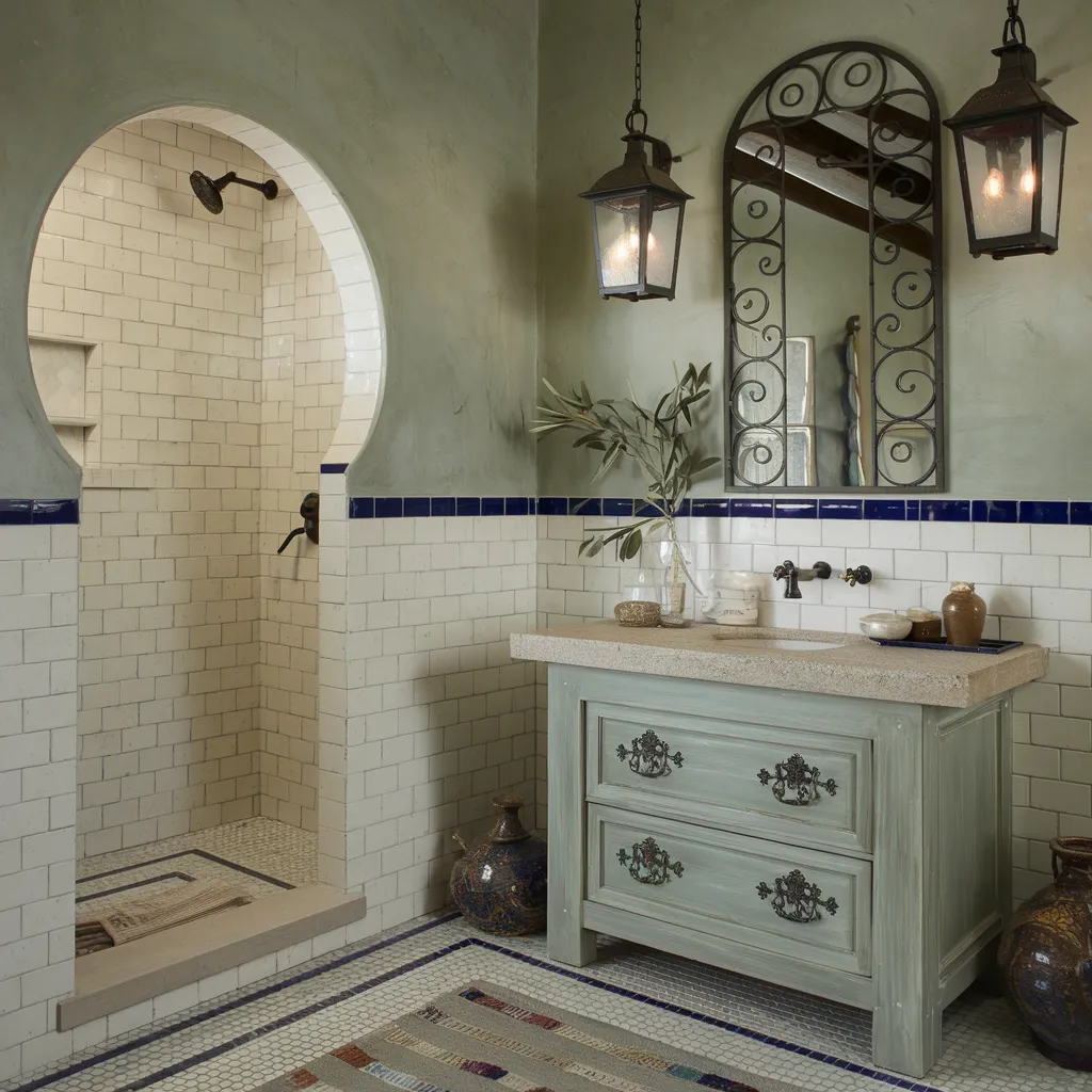 The Ultimate Guide to Sage Green Bathrooms That Feel Like Retreats 7 Mediterranean Sage Green Bathroom with Rustic Charm