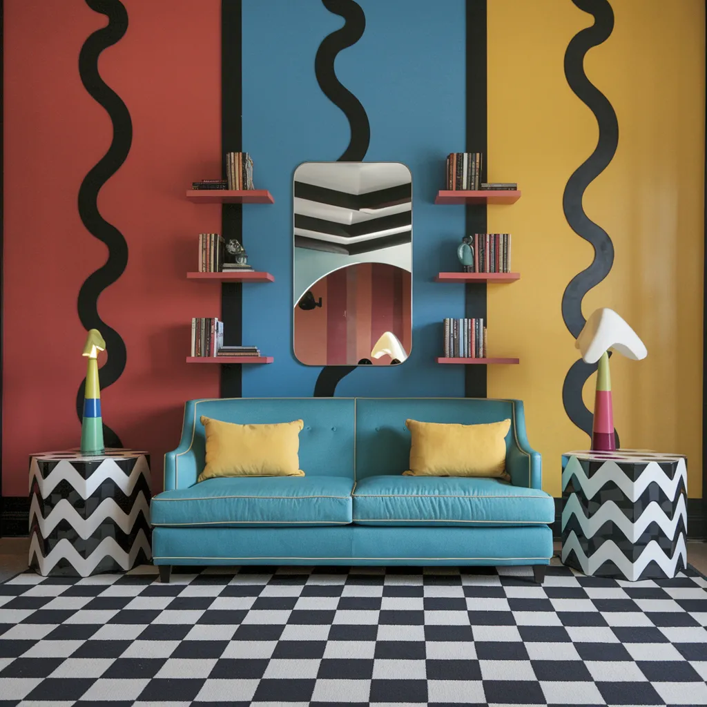 Memphis Wave – Funky Living Room with Retro Revival