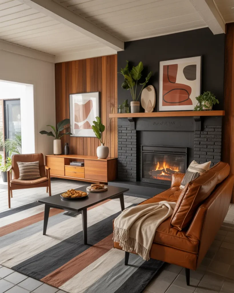 Steal These Designer-Approved Mid Century Modern Living Room Ideas 2 Mid-Century Modern Earth-Tone Living Room
