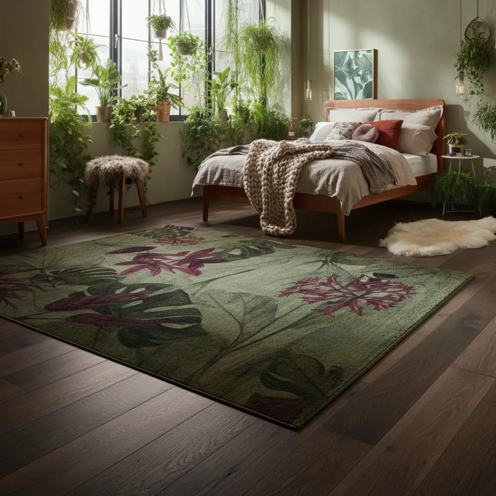 32+ Dark Nature Aesthetic Bedrooms That Feel Like a Peaceful Forest Retreat 22 Midnight Meadow Flooring