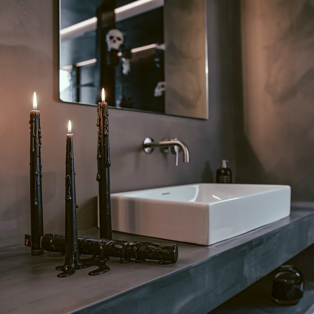 Halloween Bathroom Makeovers You’ll Want to Copy Before October 31st 8 Midnight Shadows Bathroom