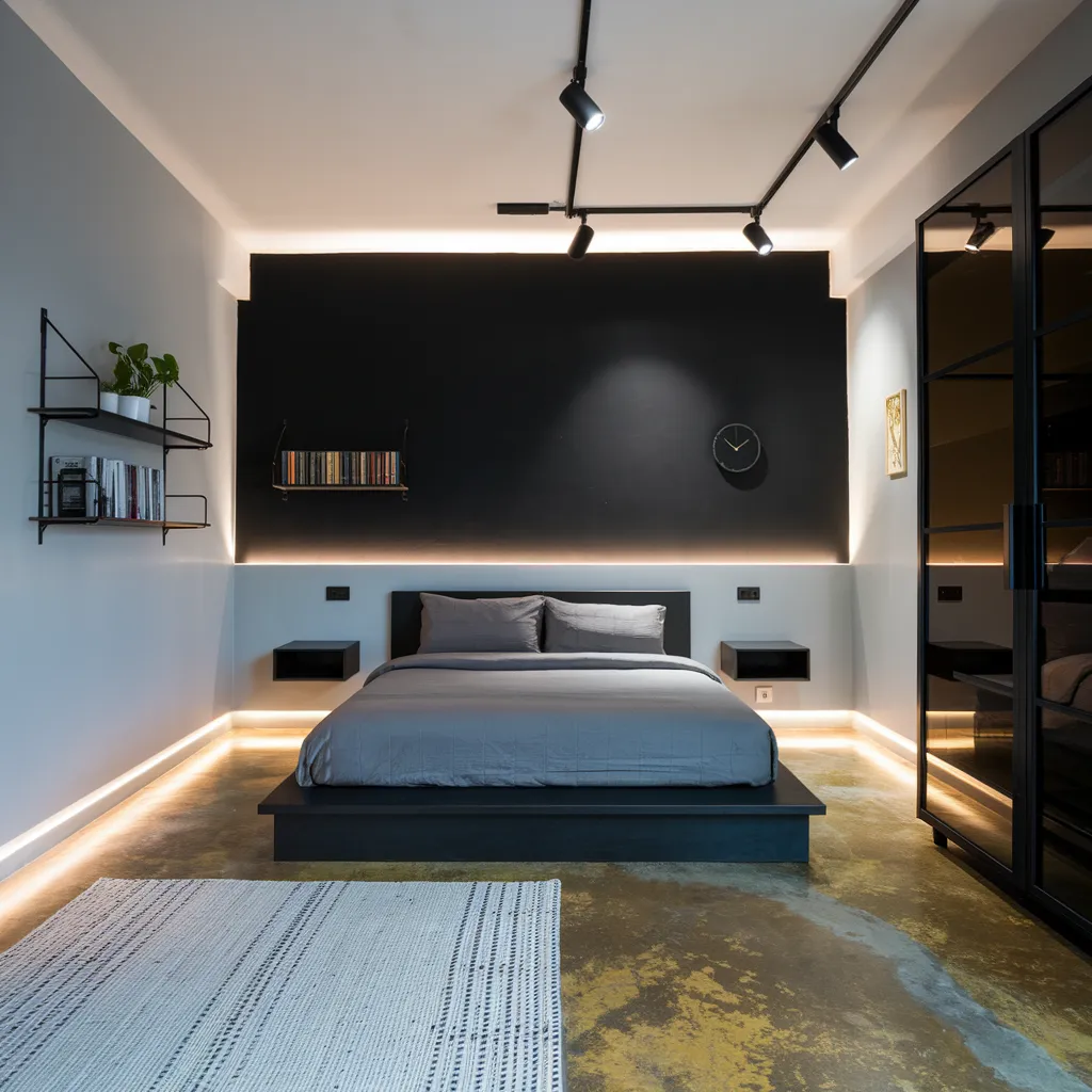 Minimal Black and Gray Men’s Bedroom