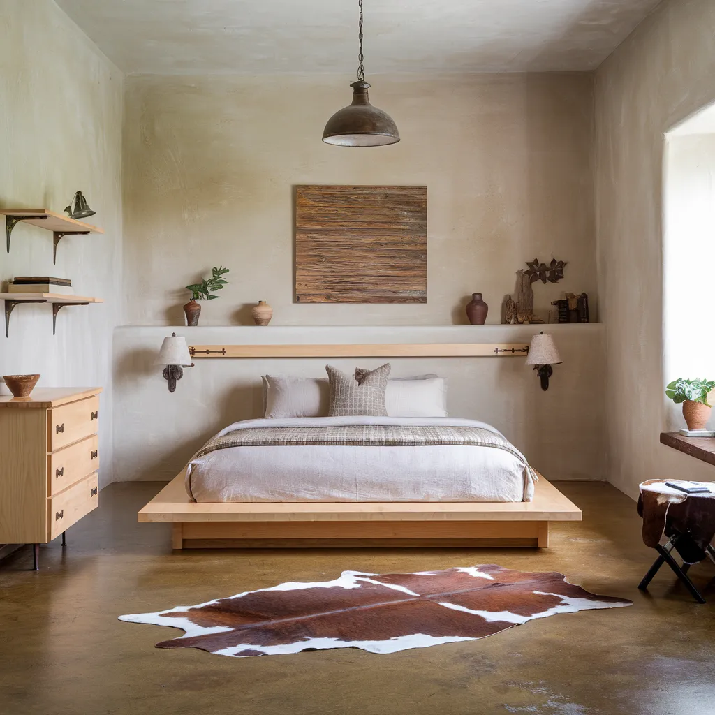 20+ Cozy Western Bedroom Styles That Never Go Out of Trend 14 Minimalist Western Bedroom with Natural Warmth