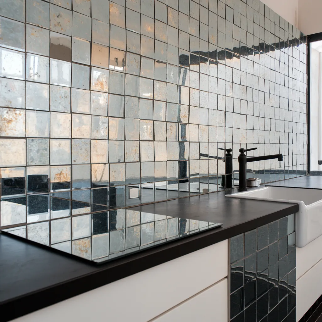 32+ Jaw-Dropping Kitchen Backsplash Ideas You Haven’t Seen Yet 23 Mirror Tiles for a Luxe Look