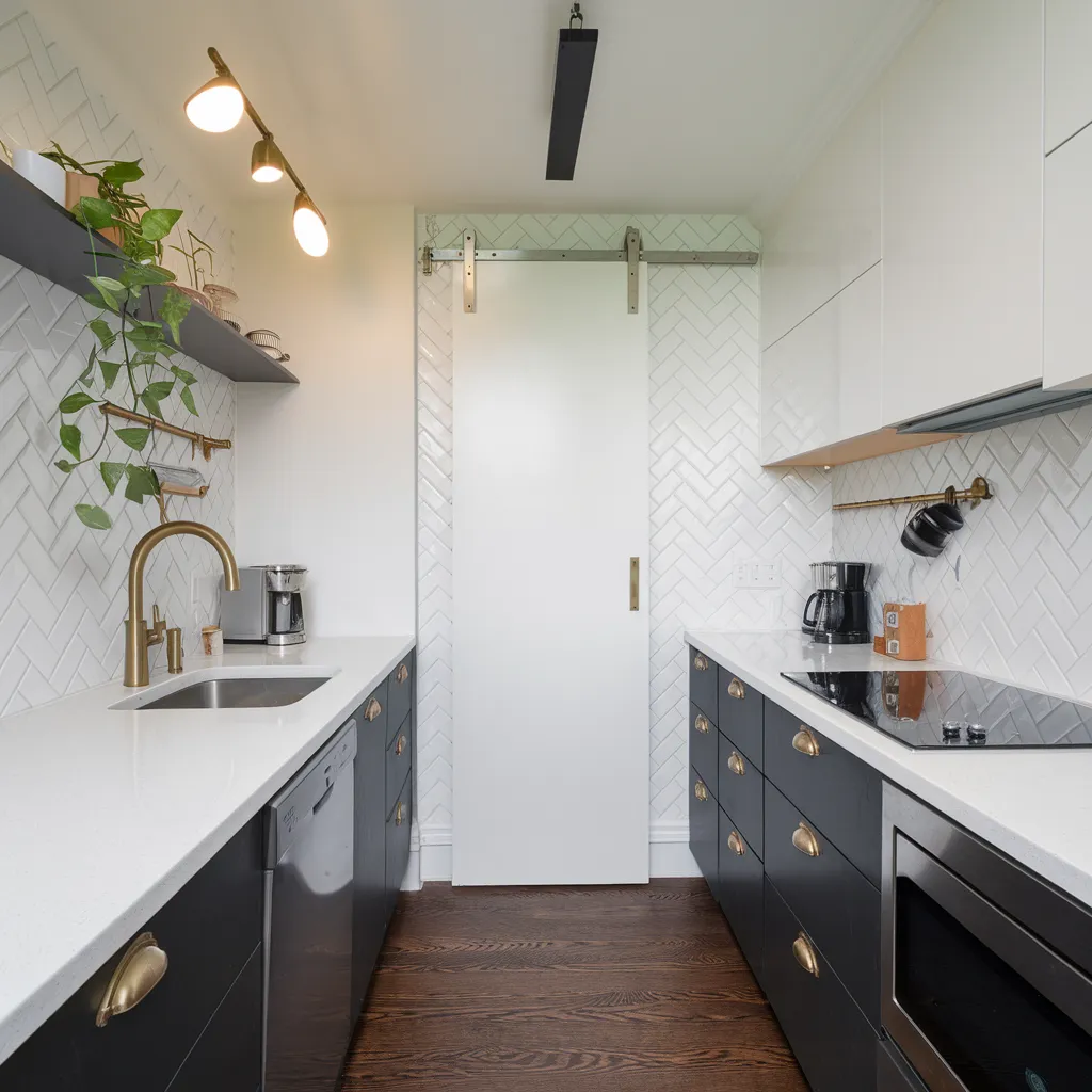 34 Small Kitchen Ideas That Make Tiny Spaces Look Huge 16 Modern Contrast Small Kitchen