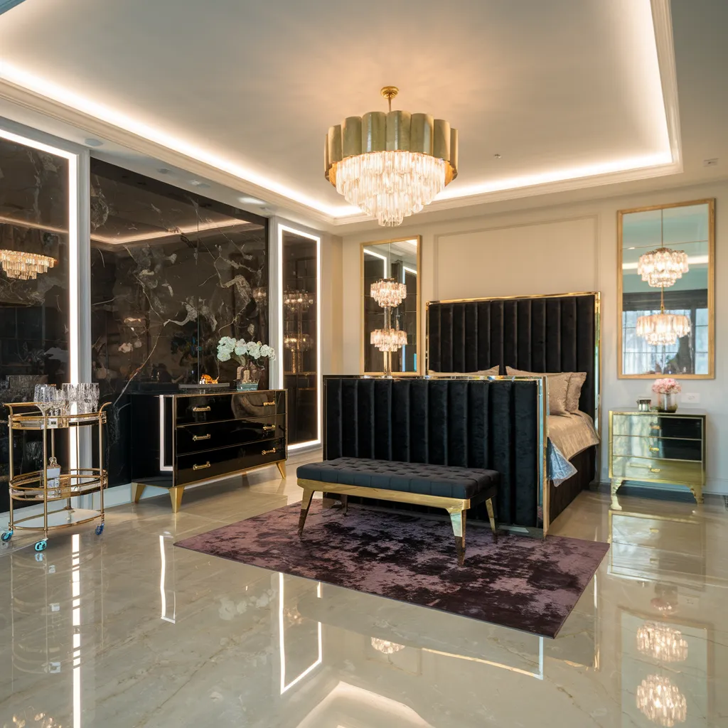 Modern Glamour Men’s Bedroom Design