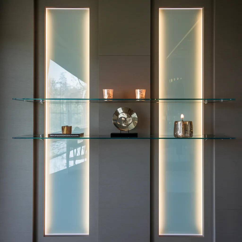 The Ultimate Guide to Shelf Decor Ideas for Small and Large Spaces 29 Modern Glass Shelf with Ambient Lighting
