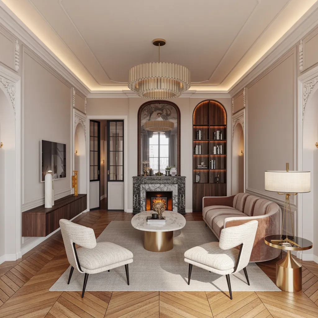 Modern Luxury Living Rooms You Can Actually Copy on Any Budget 14 Modern Parisian Elegance Living Room