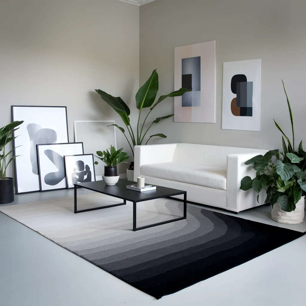 Rugs in Living Room Designs That Instantly Upgrade Your Space 19 Monochrome Gradient Rug in Living Room