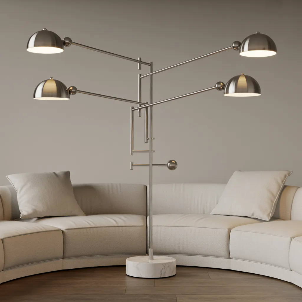 Living Room Lamp Ideas That Instantly Make a Room Look Expensive 43 Multi-Arm Dome Floor Lamp with Marble Base