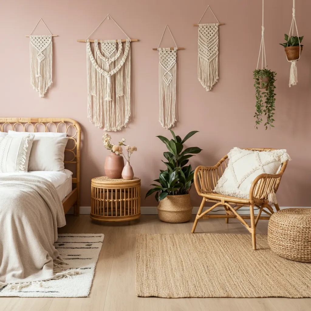 Pink Bedroom Ideas That Are Elegant, Bold, and Far From Basic 18 Muted Pink Boho Decor