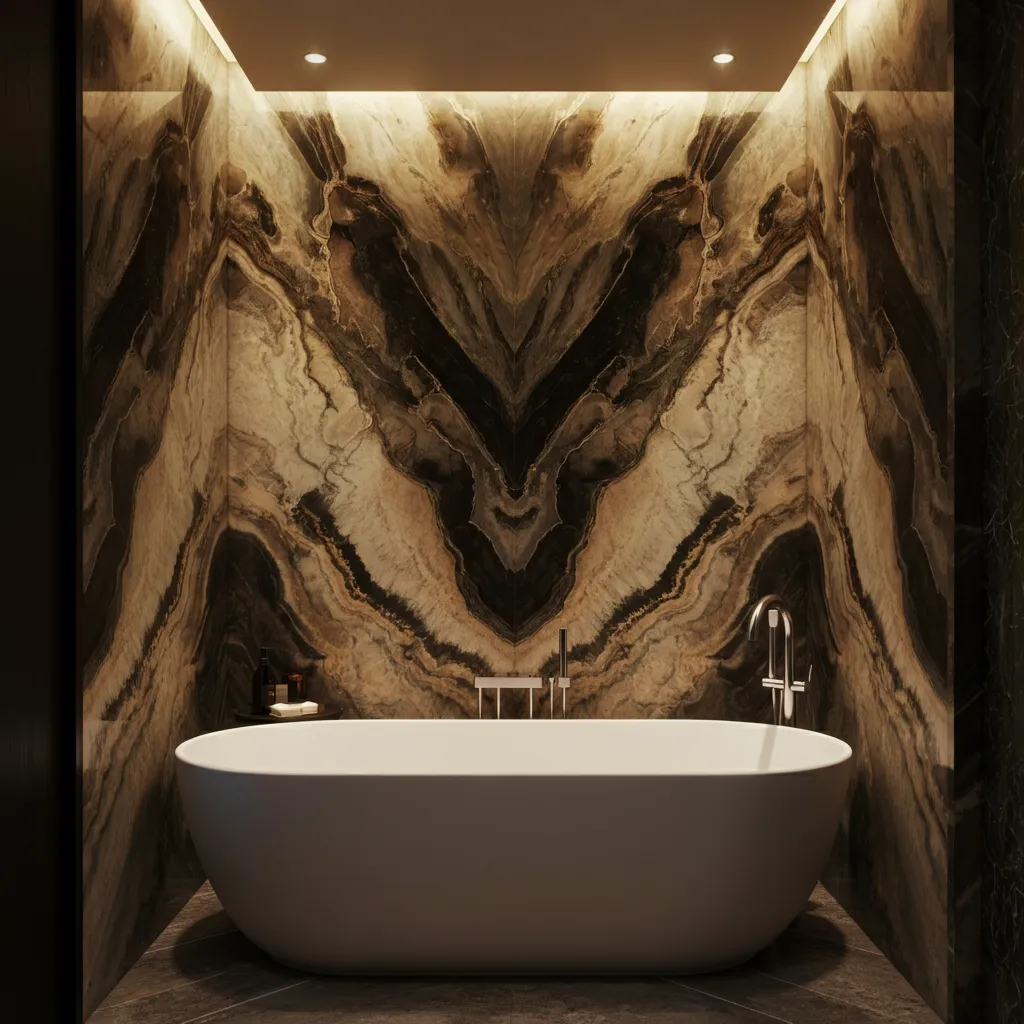 27+ Stunning Luxury Bathroom Designs That Blend Comfort With Elegance 28 Natural Stone Accent Wall Bathroom