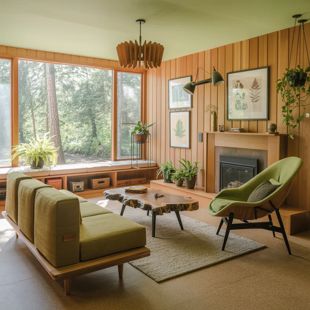 Steal These Designer-Approved Mid Century Modern Living Room Ideas 13 Nature-Driven Organic Mid-Century Living Room