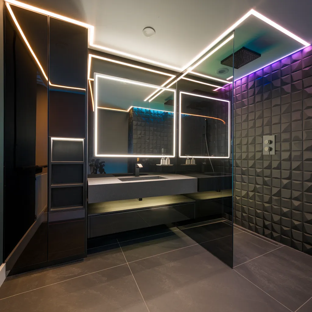 Neo-Futuristic Noir Bathroom