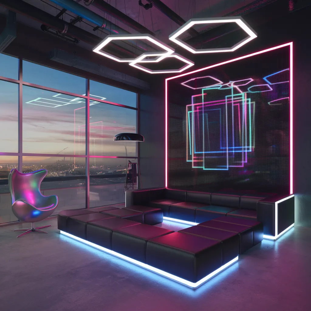 Neon Edge – Funky Living Room with Futuristic Glow
