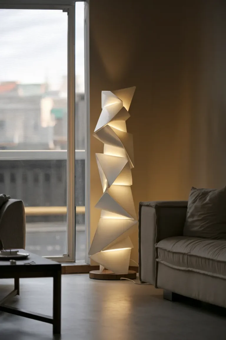 Living Room Lamp Ideas That Instantly Make a Room Look Expensive 19 Origami Tower Floor Lamp