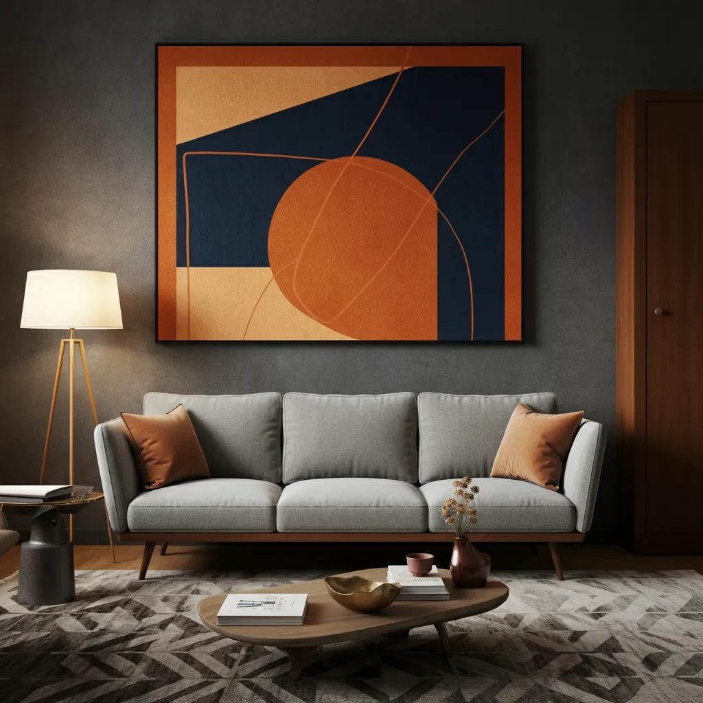 Steal These Designer-Approved Mid Century Modern Living Room Ideas 29 Oversized Abstract Artwork