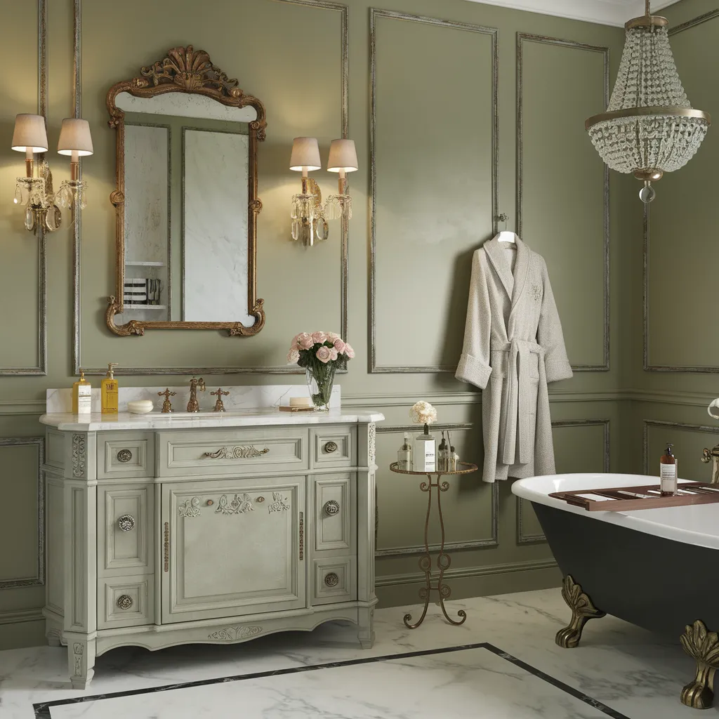 The Ultimate Guide to Sage Green Bathrooms That Feel Like Retreats 12 Parisian Style Sage Green Bathroom with Classic Elegance