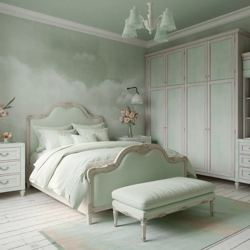 Pastel Green Vintage Bedroom
