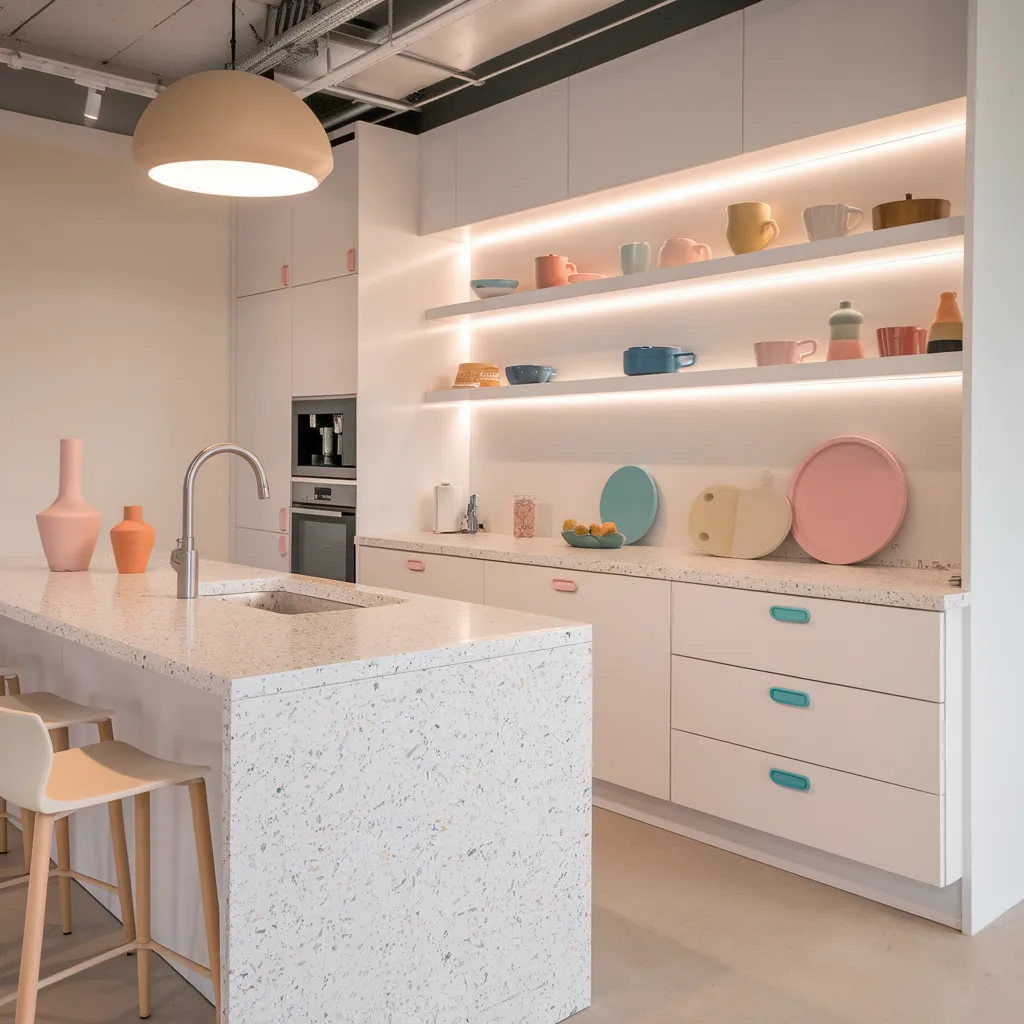 Playful Pastel Glow – Kitchen with Terrazzo Charm