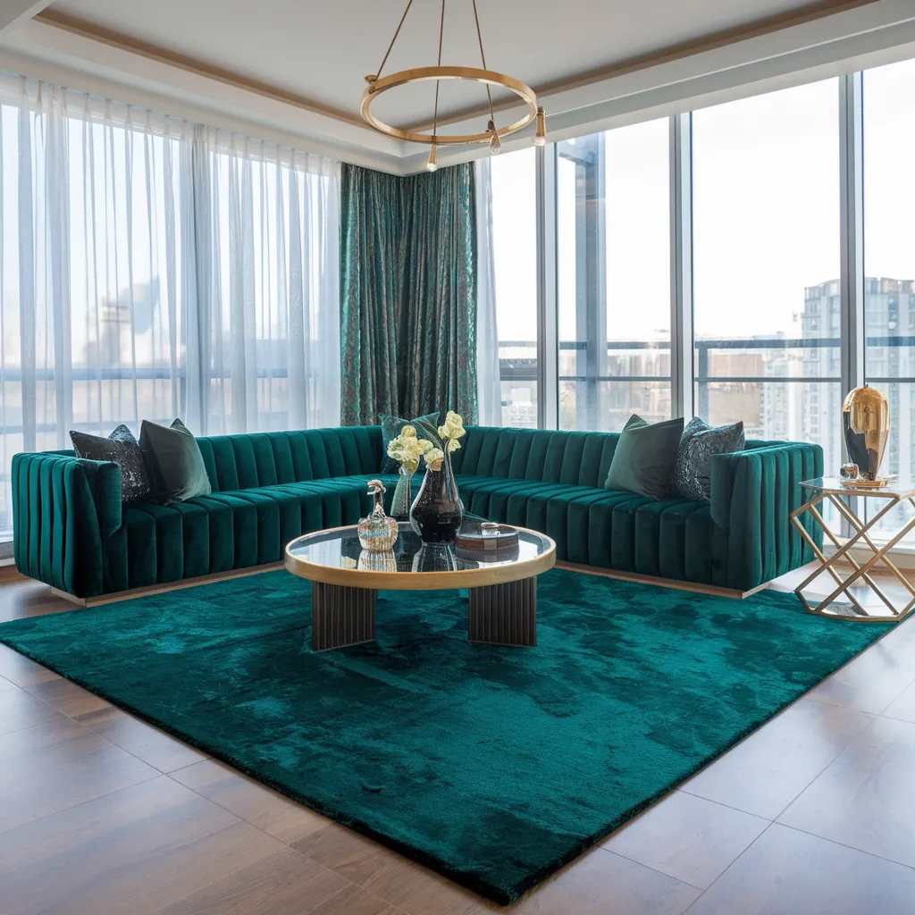 Rugs in Living Room Designs That Instantly Upgrade Your Space 5 Plush Teal Rug in Living Room