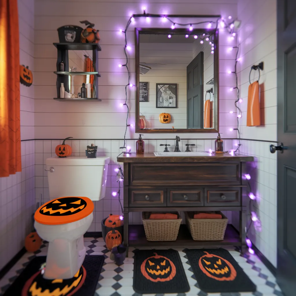 Halloween Bathroom Makeovers You’ll Want to Copy Before October 31st 6 Pumpkin Glow Bathroom