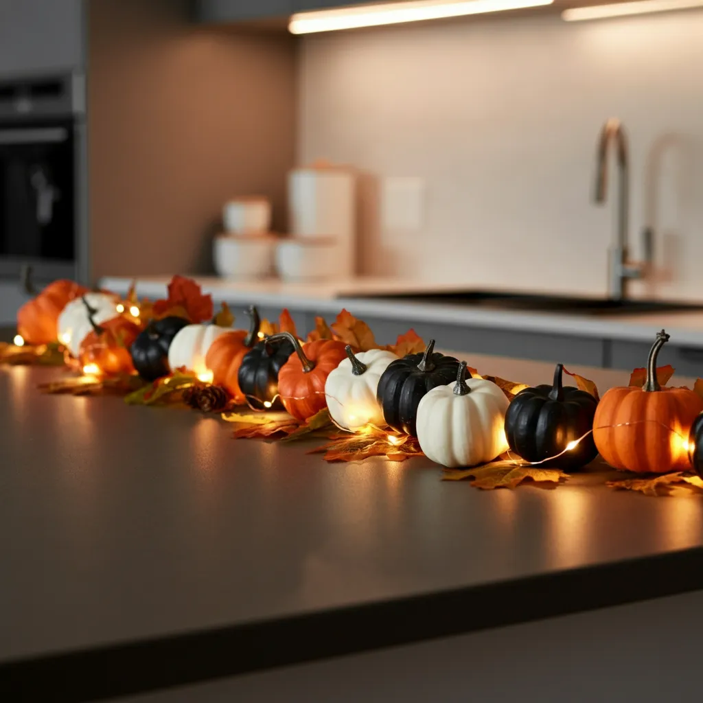 25+ Spooky-Chic Halloween Kitchen Decor Ideas You’ll Wish You Tried Sooner 25 Pumpkin Glow Garland