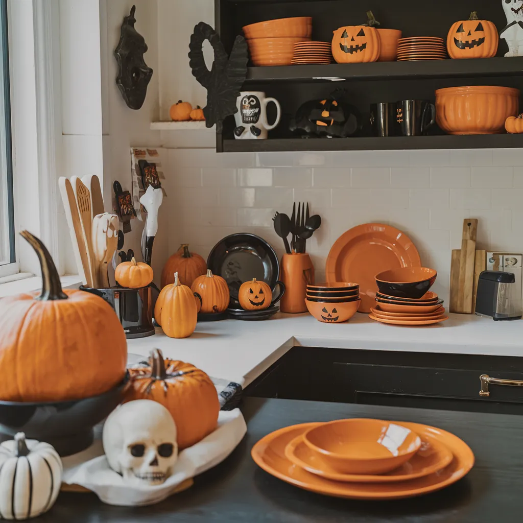 25+ Spooky-Chic Halloween Kitchen Decor Ideas You’ll Wish You Tried Sooner 6 Pumpkin Pop Kitchen Corner