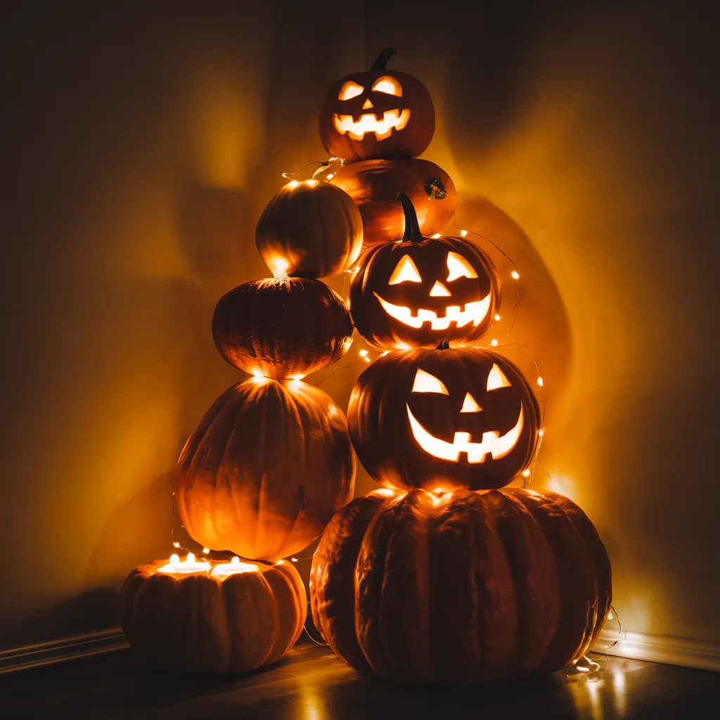 The Ultimate Halloween Living Room Inspiration Guide (Every Style Covered) 29 Pumpkin Tower Glow