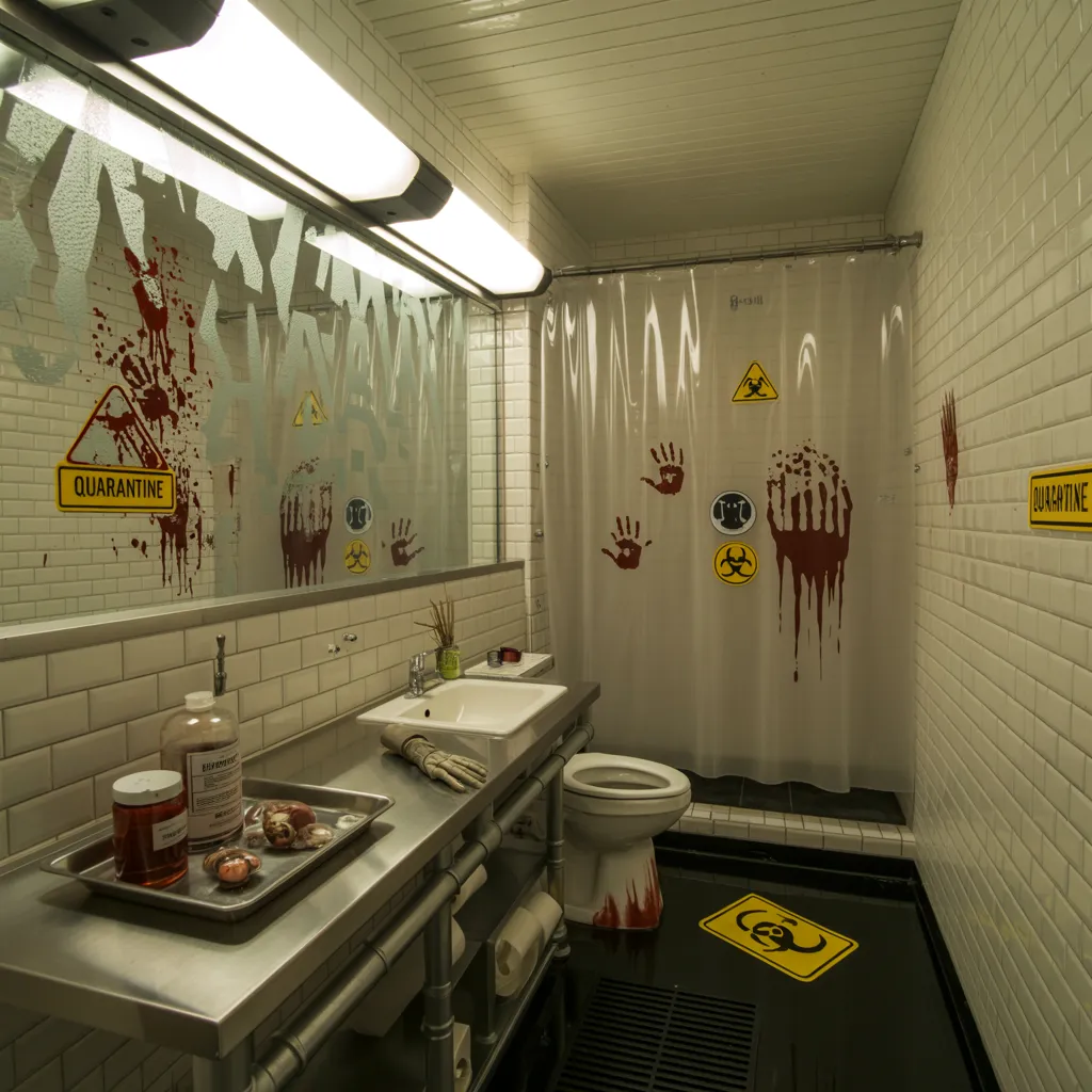 Halloween Bathroom Makeovers You’ll Want to Copy Before October 31st 31 Quarantine Lab Horror Bathroom